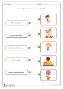 Unir cada oración con su imagen (MINÚSCULAS)