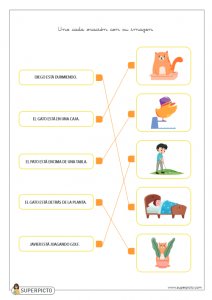 Unir cada oración con su imagen (MAYÚSCULAS)