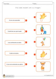 Unir cada oración con su imagen (MINÚSCULAS)