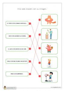Unir cada oración con su imagen (MAYÚSCULAS)