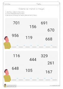 Ordenar de menor a mayor números menores de 1000