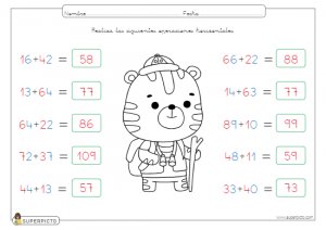 Sumas horizontales sin llevadas