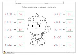 Sumas horizontales sin llevadas