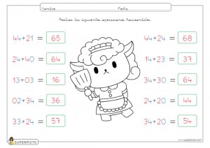 Sumas horizontales sin llevadas