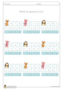 Sumas sin llevadas de tres cifras