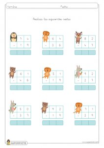 Restas con llevadas de dos cifras