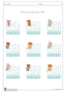 Restas con llevadas de dos cifras