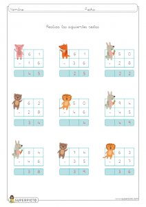 Restas con llevadas de dos cifras