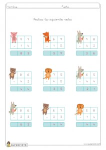 Restas sin llevadas de dos cifras