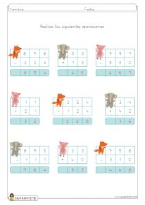 Sumas y restas combinadas sin llevadas de dos y tres cifras