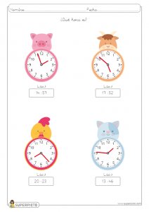 Leer la hora en relojes analógicos