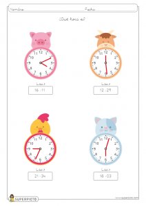 Leer la hora en relojes analógicos