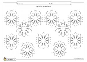 Tablas de multiplicar con gerberas muda