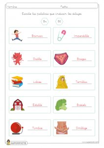 Escribir conceptos con grupos bl y br