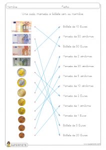 Reconocer monedas y billetes hasta 50