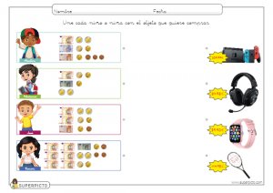 Equivalencias entre billetes y monedas