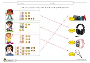 Equivalencias entre billetes y monedas