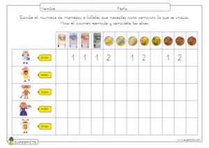 Equivalencias para poner la cantidad que corresponda
