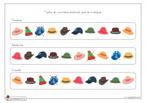 Tachar el número ordinal que se indique