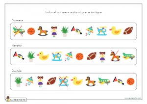 Tachar el número ordinal que se indique