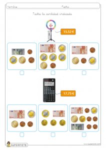 Cálculo con monedas y billetes