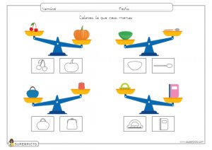 Colorear el objeto que pesa más