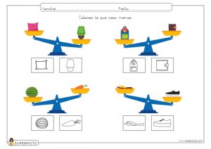 Colorear el objeto que pesa más