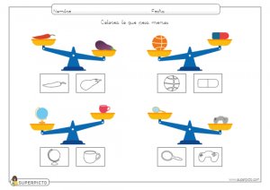 Colorear el objeto que pesa más