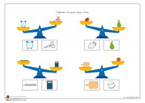 Colorear el objeto que pesa menos