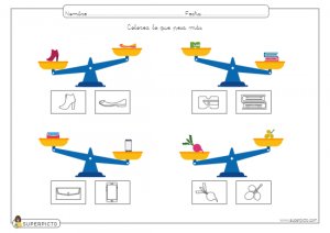 Colorear el objeto que pesa menos