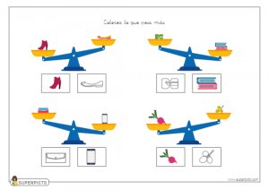 Colorear el objeto que pesa menos