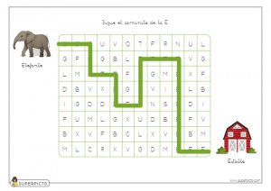 Seguir el caminito de la E (mayúscula)