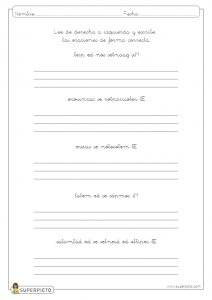 Leer de derecha a izquierda y escribir las oraciones de forma correcta