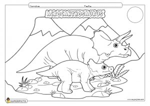 Dibujo de Acrocanthosaurus mamá para colorear e imprimir 2 - Dinosaurios