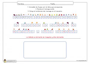 Completar letras, escribir oración y dibujar contenido