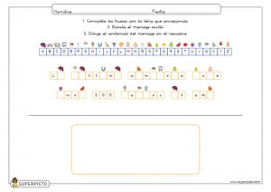 Completar letras, escribir oración y dibujar contenido