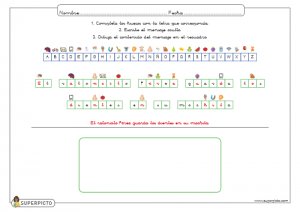 Completar letras, escribir oración y dibujar el contenido