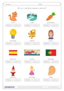 Distinguir los nombres propios de los comunes