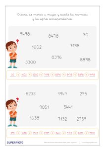 Ordenar números naturales menores que 10000 con signos mayor que y menor que