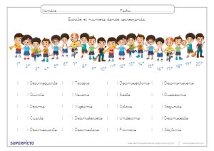 Utilizar los veinte primeros números ordinales