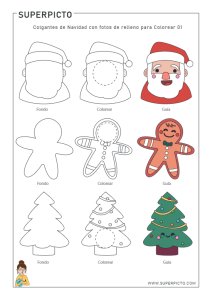 Colgantes de Navidad con fotos para colorear