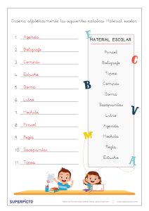 Orden alfabético de palabras según temáticas sin apoyo del alfabeto