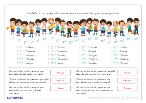 Utilizar los veinte primeros números ordinales