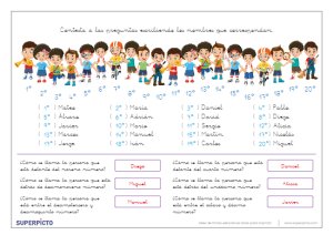 Utilizar los veinte primeros números ordinales